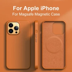For Magsafe Magnetic Leather Liquid Silicone Case For Apple iPhone 14 13 Pro Max Plus Mini Animation Wireless Charge Accessories