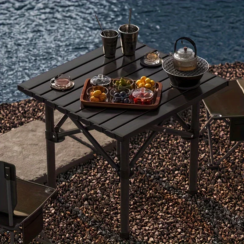 Portable Folding Camping Table for Outdoor Picnic - Lightweight Collapsible Roll-Up Metal Iron Table