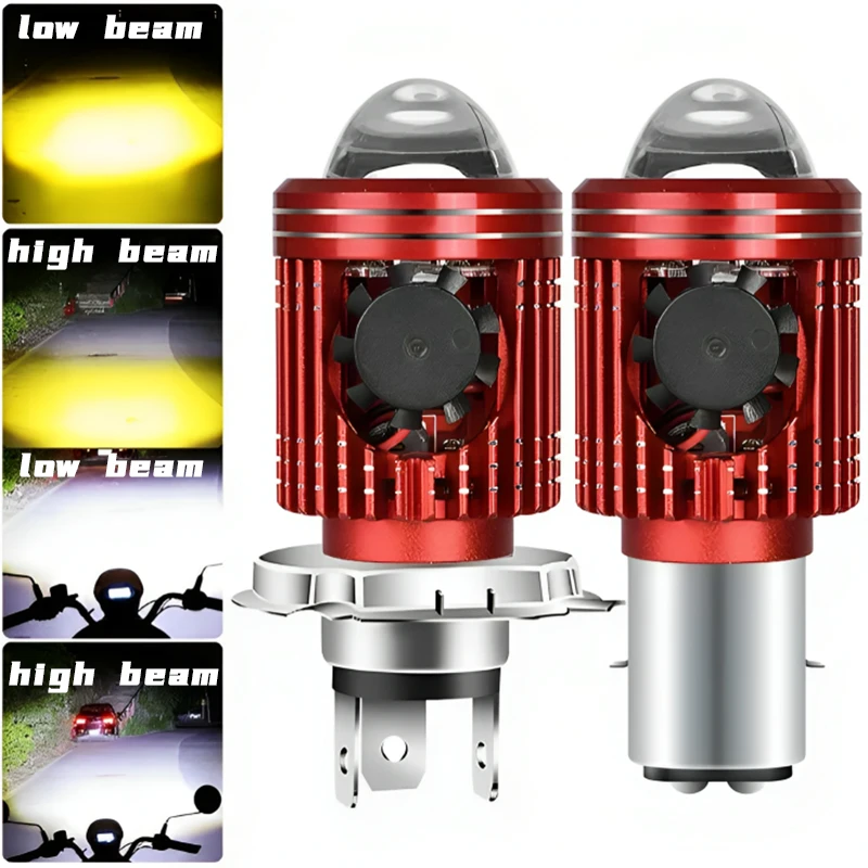 

Motorcycle LED H4 Double Headlight Lens Bulb Claw High Brightness Aluminium Alloy Motorcycle Wide Pressure Spotlights BA20D