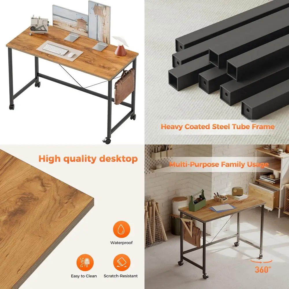 

Мобильный компьютерный стол на колесиках для игр и небольших помещений, стильный стол для домашнего офиса и учебы