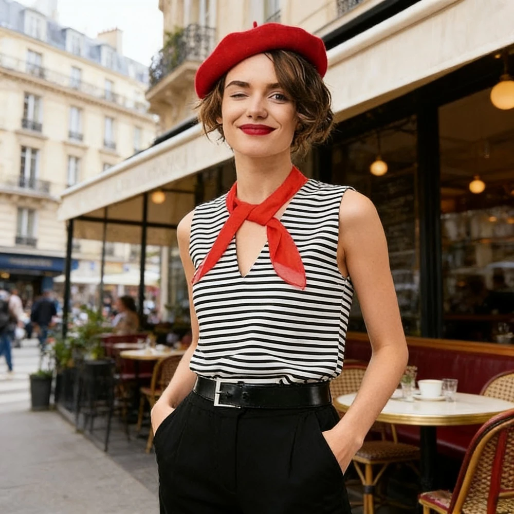 

New 1980S series French theme party bud hat hip hop glasses Cosplay silk scarf brooch accessories