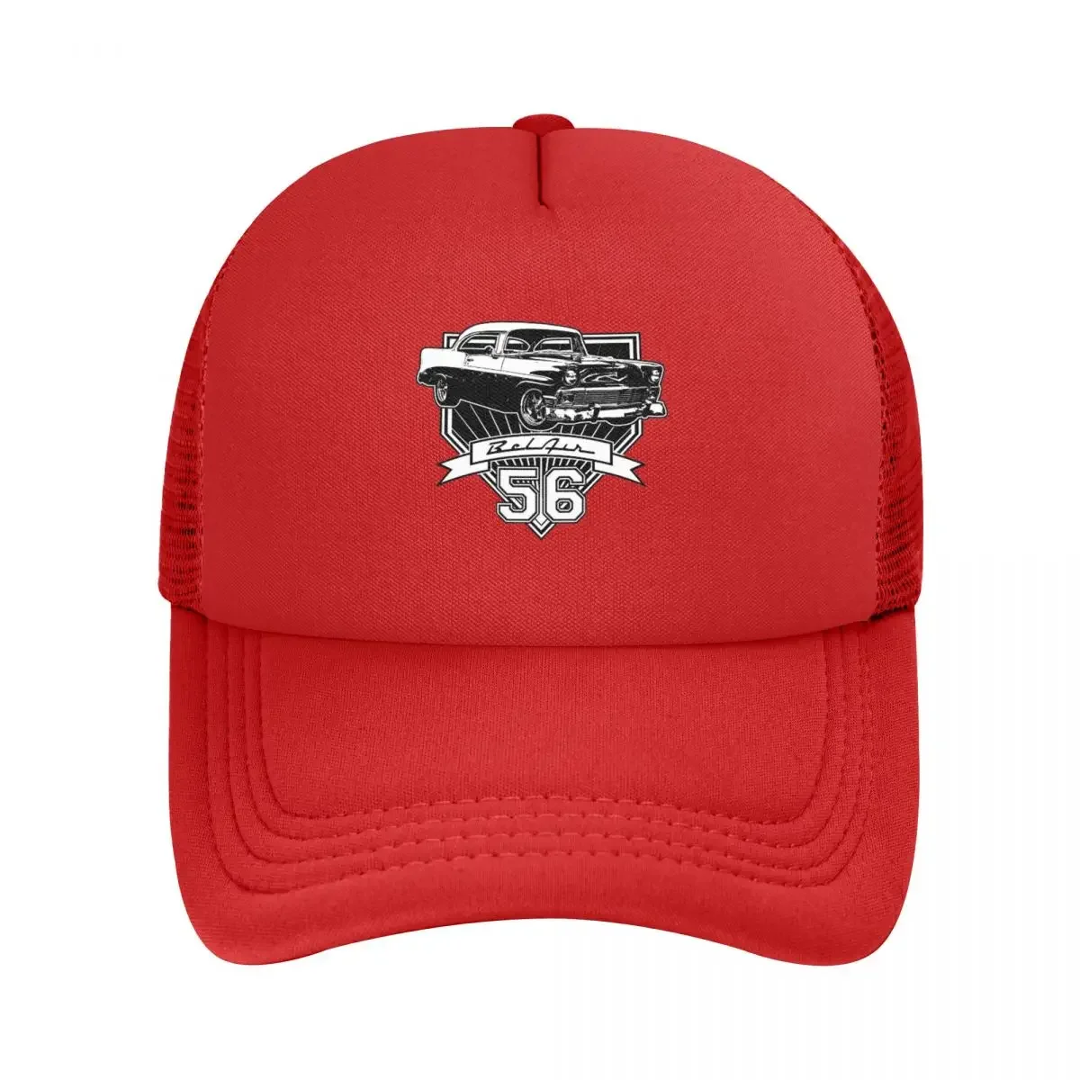 1956 Chevy-Bel Air Car Street Hot Rod Antique - Route 66 Mesh Baseball Caps Snapback Baseball Hats Casquette For Mens And Womens