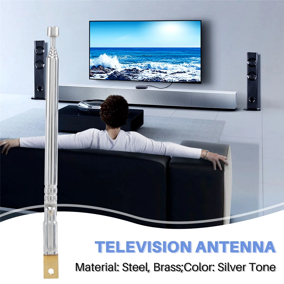 Antena telescópica para rádio e TV, antena de substituição, 5 seções, 25,4 cm, 10"