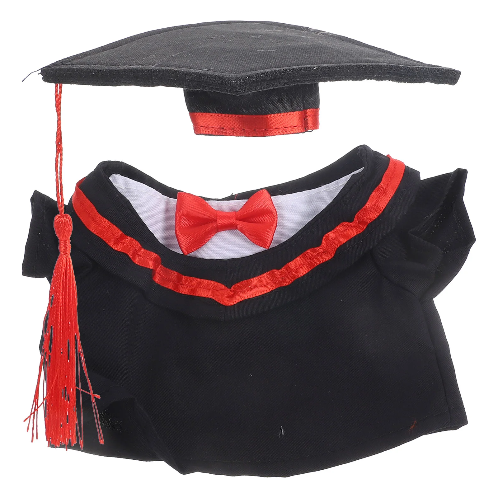 Conjunto de ropa de vestido de graduación, gorro de juguete de felpa de 30cm, ropa de graduación, regalo de fiesta para niños, vestido de juego realista