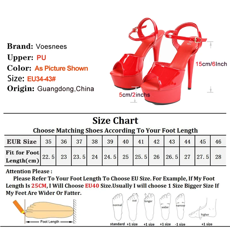 Thick Platform Sandals Women 2024 New Runway style Red High Heels Plus Size Summer Sandals For Lady Pole Dance Striptease Heels