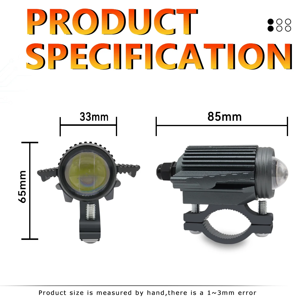 LED Lamp Waterproof Motorcycle Electric Vehicle Headlight Dual Light Color Fog Light Projector Len Spotlight Scooter Accessories