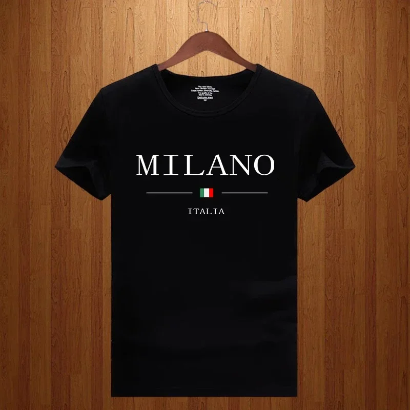 Men's Summer 2024 Milan Monogram Print Crew Neck Y2k T-Shirt Men's Short Sleeve Luxury Garment Loose 100% Cotton Soft Top