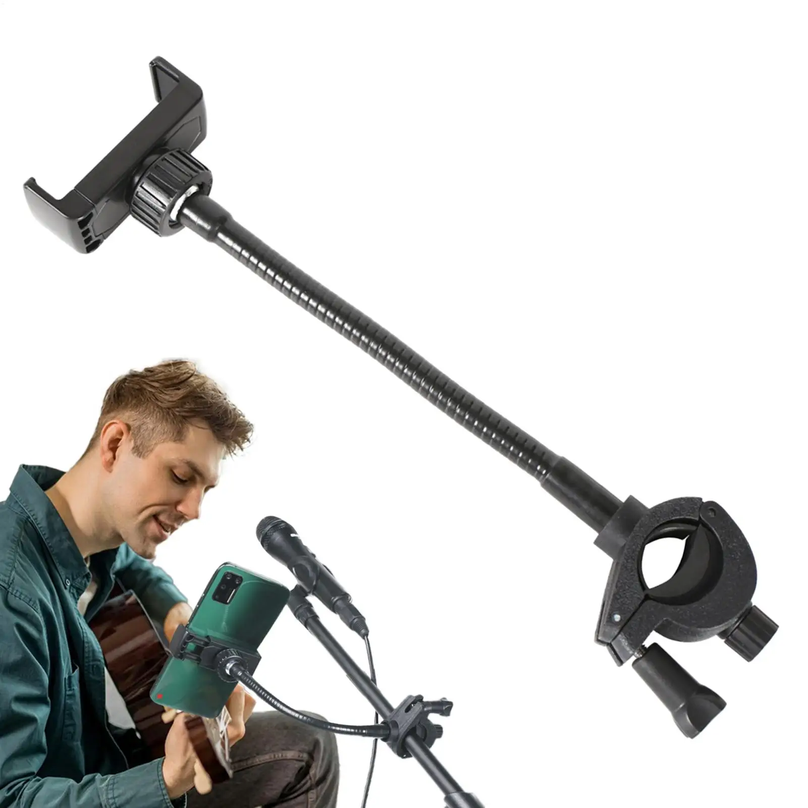 

Mic Stand Phone Mount Flexible Phone Holder for Mic Stand Flexible Gooseneck Arm Cellphone Smartphone Mount Adjustable for Music