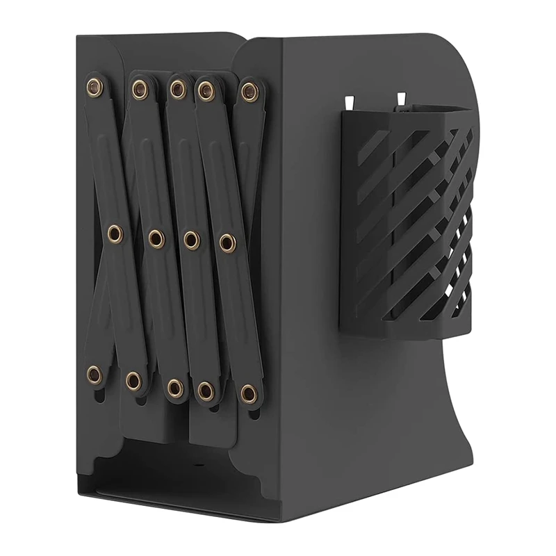 

NEW-Adjustable Bookends For Heavy Book Expandable Book Organizer With Pen Holder For Office School Libraries