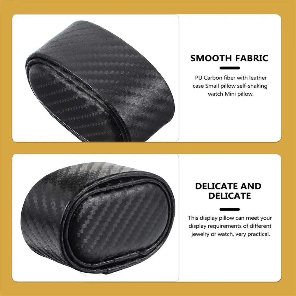 Carbon Fiber Texture Watch Display Pillow PU Curved Shape Watch Box Pillow Soft Padding Jewelry Storage Cushion