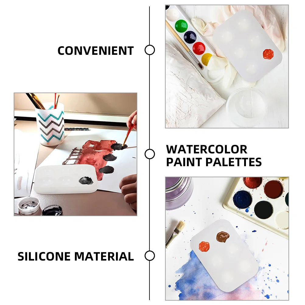

3 Pcs Acrylic Paint Palette Trays Silicon Pallet Silica Gel Mixing Watercolor Portable