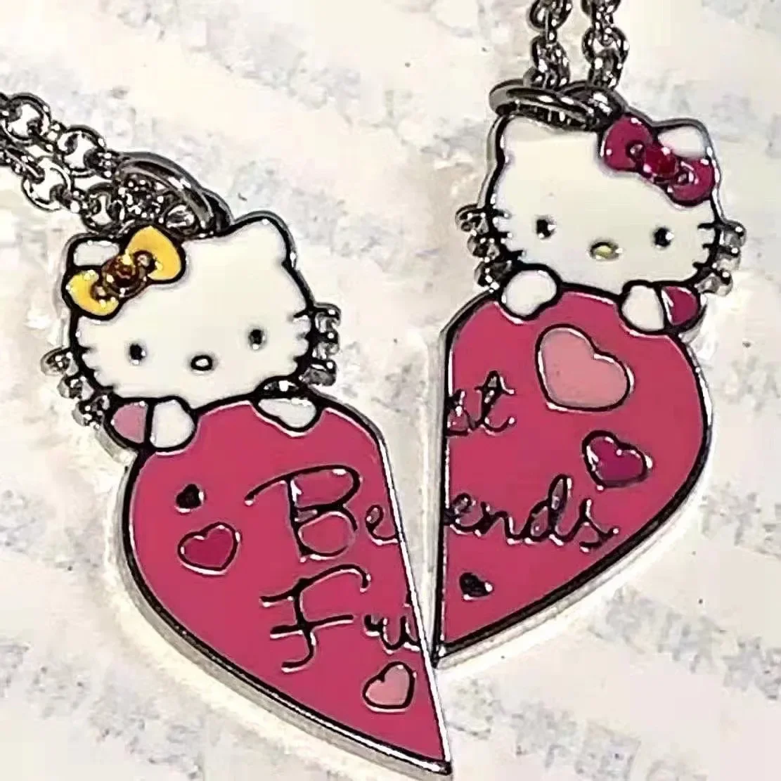 Hello Kitty Necklace Cartoon Anime Couple Wearing Metal Necklace Pendant Couple Style Birthday Christmas Gift