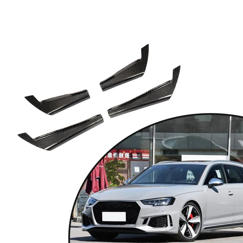 For 2017-2020 Audi A4 RS4 B9 Aftermarket Bumper Carbon Fiber Front Canards Fins