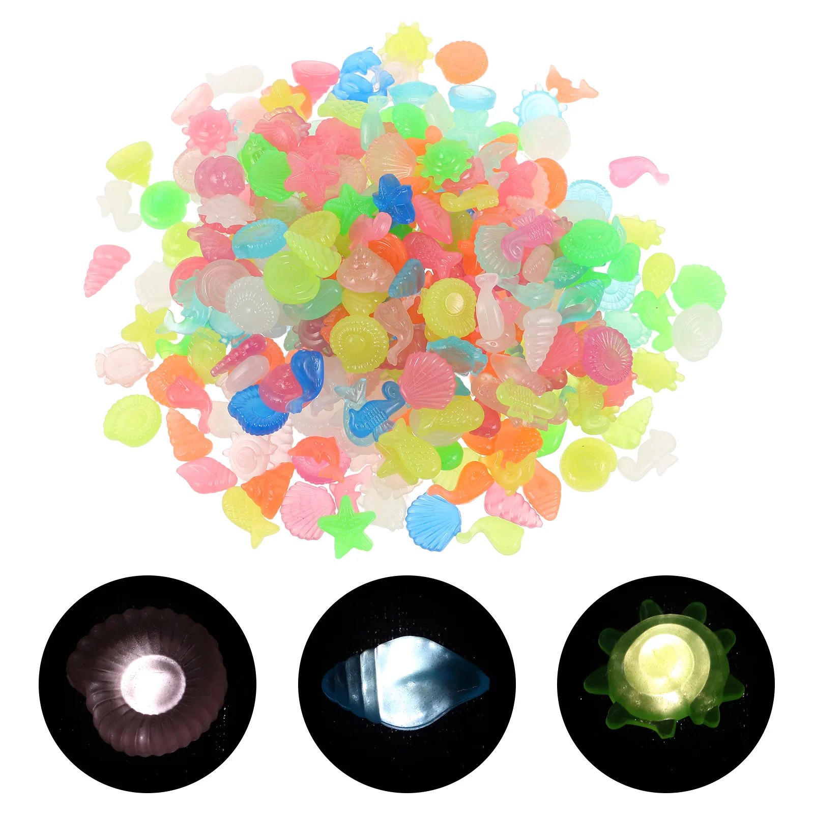

300pcs Glow in the Dark Aquarium Pebbles Resin Marine Animal Decorations Luminous Fish Tank Landscape Stones for Garden