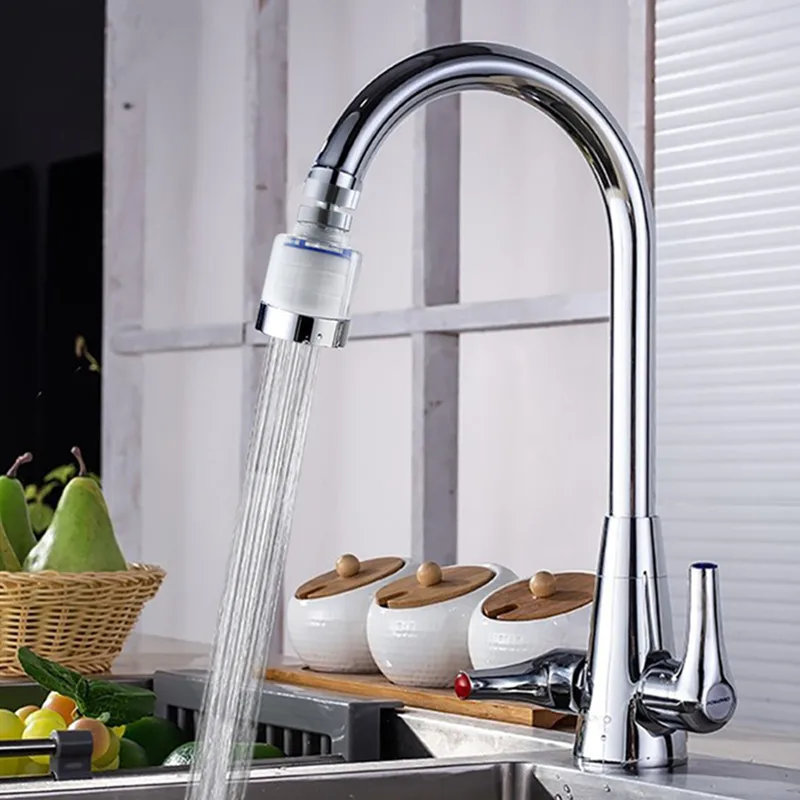 Triple Filteration Water Purifier Swivel Replaceable Filter Element Tap Head Anti Splash Bubbler Stainless Steel Lengthen Faucet