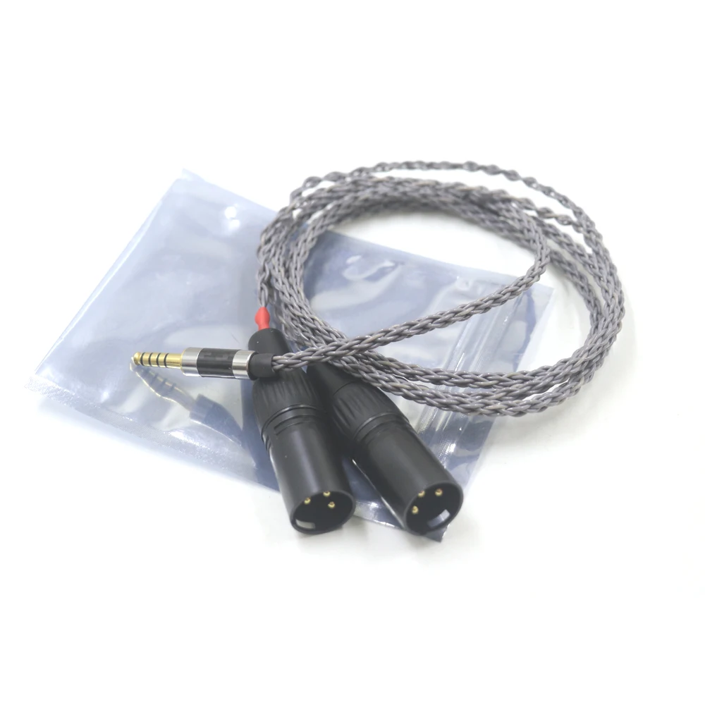 Grey High Quality 8 Cores Silver Plated 4.4mm Balanced Male to Dual 2x 3pin XLR Balanced Male Audio Adapter Cable