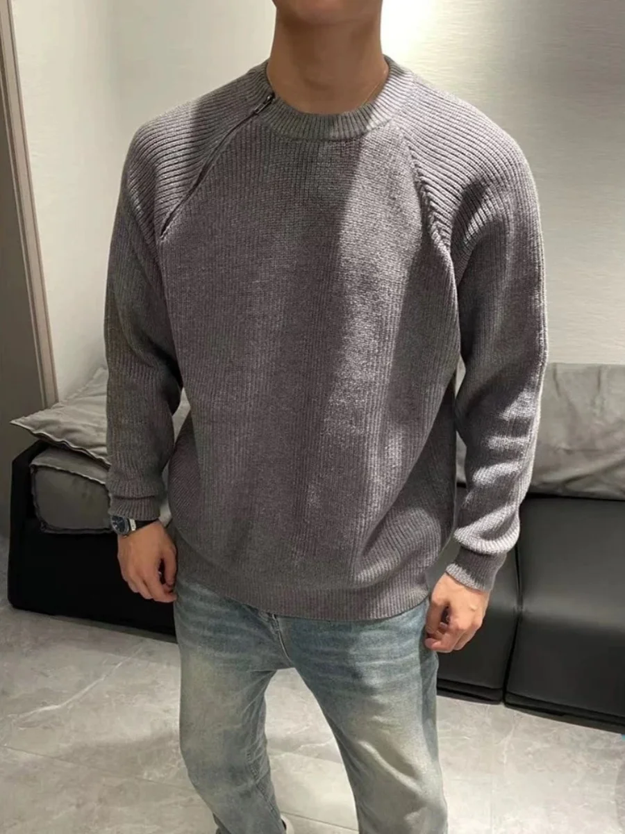 American Retro Loose Fit Zipper round Ne Knitwear Men's Autumn Winter Casual Versatile Loose Sweater Couple Sle