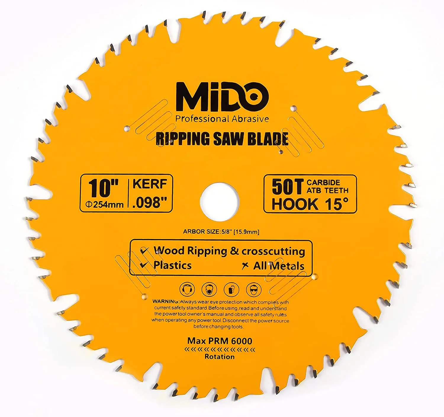 Professional Abrasive 10 Inch  50-Teeth Crosscutting Ripping Tico Carbide Cutting Saw Blades for Table