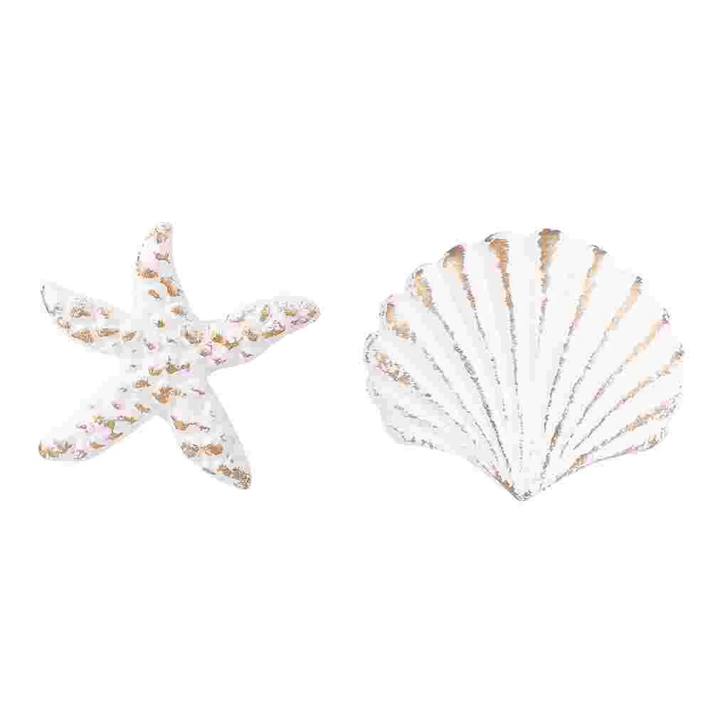 

2 Pcs White Seashell Cast Iron Handles Retro Marine Coastal Drawer Pulls Wardrobe Furniture Knobs Cabinet Hardware