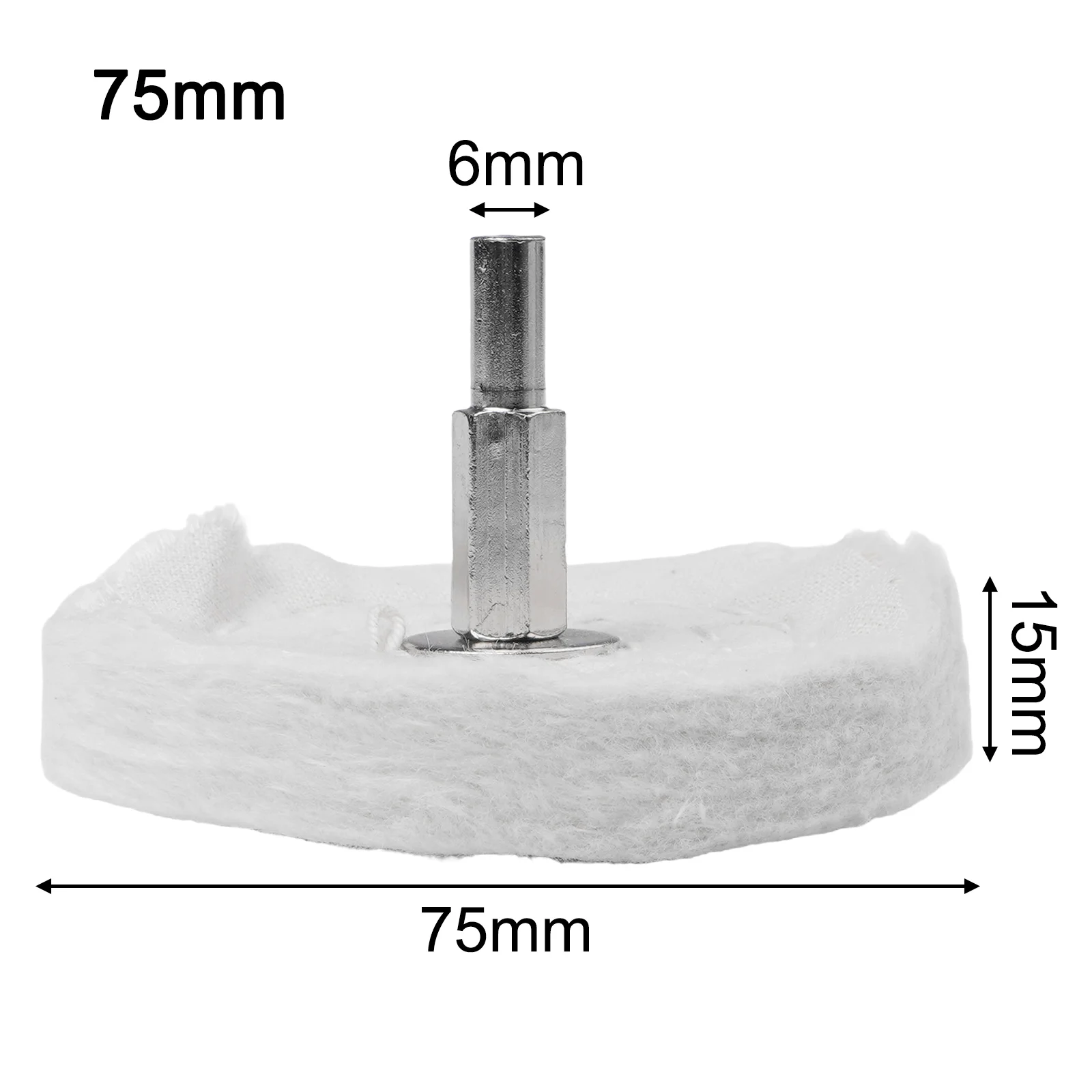 1Pc 흰색 천 연마 걸레 휠 패드 버핑 연마 휠 (전원/배터리 드릴 버핑 그라인더 용 6mm 연결 막대 포함)