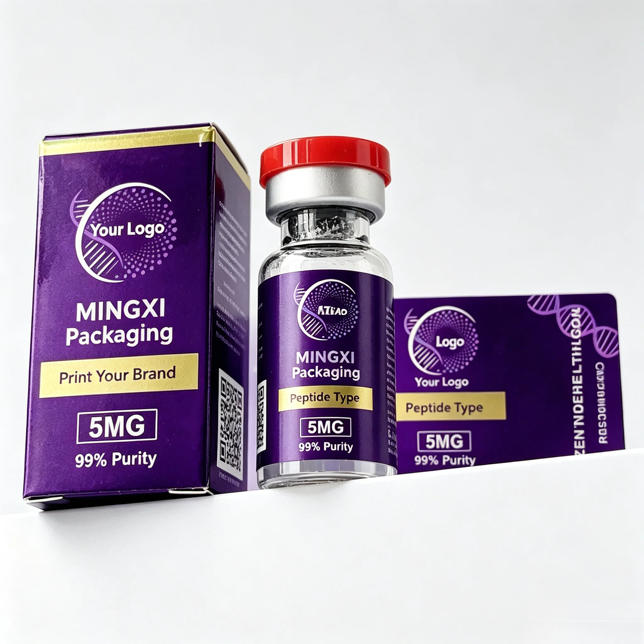 Beauty Fitness Brand Peptide Box and Label Set,2-Bottle Packaging with Plastic Insert for 3ml 10ml Vials,Custom Logo Printing