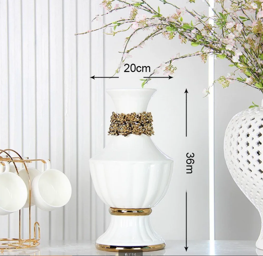 

Nordic Cream Ceramic Vase White High-End Living Room Art Flower Vessel for Water-Cultivated Roses