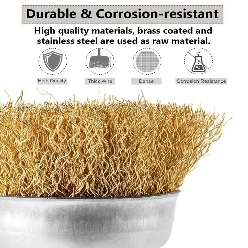 Szczotka druciana Zestaw szczotek kubkowych, zestaw grubo karbowanych kółek drucianych z chwytem 1/4 cala do mocowania wiertarki Szczotka druciana