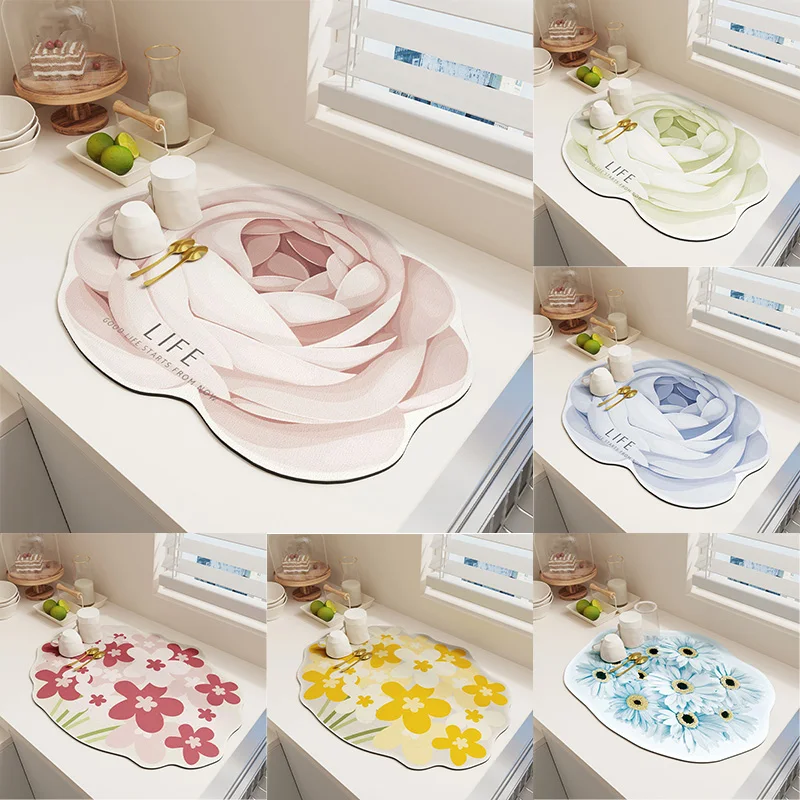 Microfiber Drying Mat for Kitchen Counter, Absorbent Dish Draining Pad, Small Drying Mat, Heat Resistant