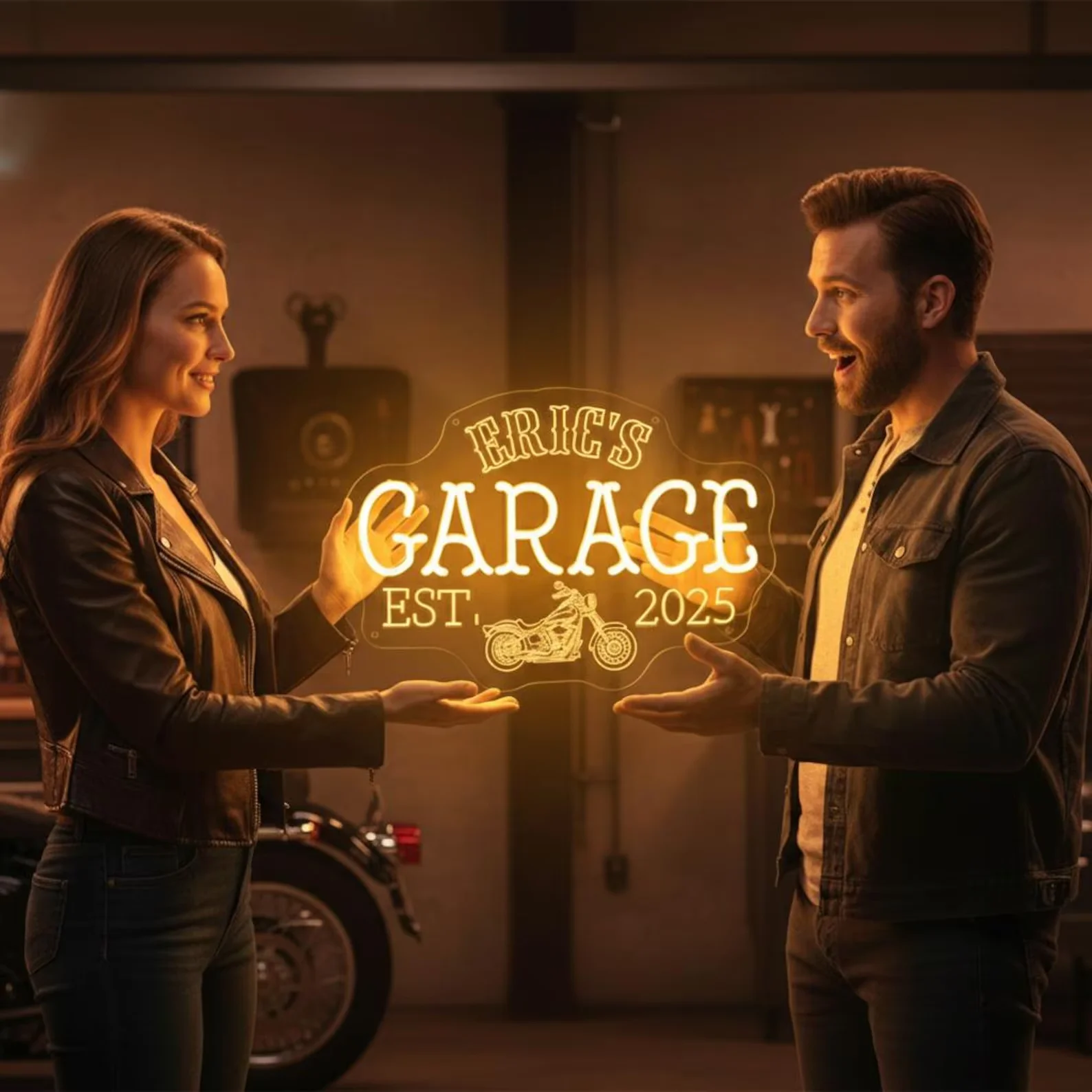 علامة نيون جراج مخصصة ، علامة نيون للدراجة النارية ، ديكور بار المرآب ، علامة سيارة ورشة العمل ، هدايا للأب ، صديقها ، الزوج ، علامة نيون مخصصة #3