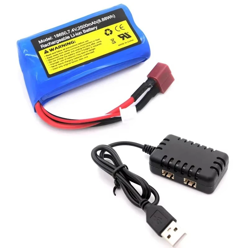 7,4 V 2500 mAh T-Buchse mit großer Kapazität, Lithium-Batterie-Teile F 16101 16102 16103 16104 16106 16201 Q130 SG116 RC-LKW-Ersatzteile
