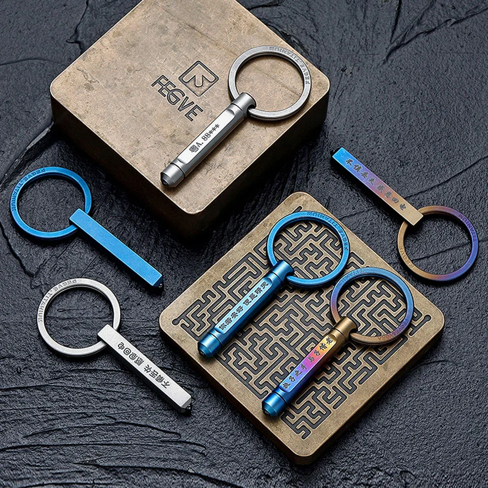 

Real Titanium Custom Lettering Anti-lost Car Keychians Break Glass Escape Key Rings Holder for Ultra Light Antivirus Best Gifts