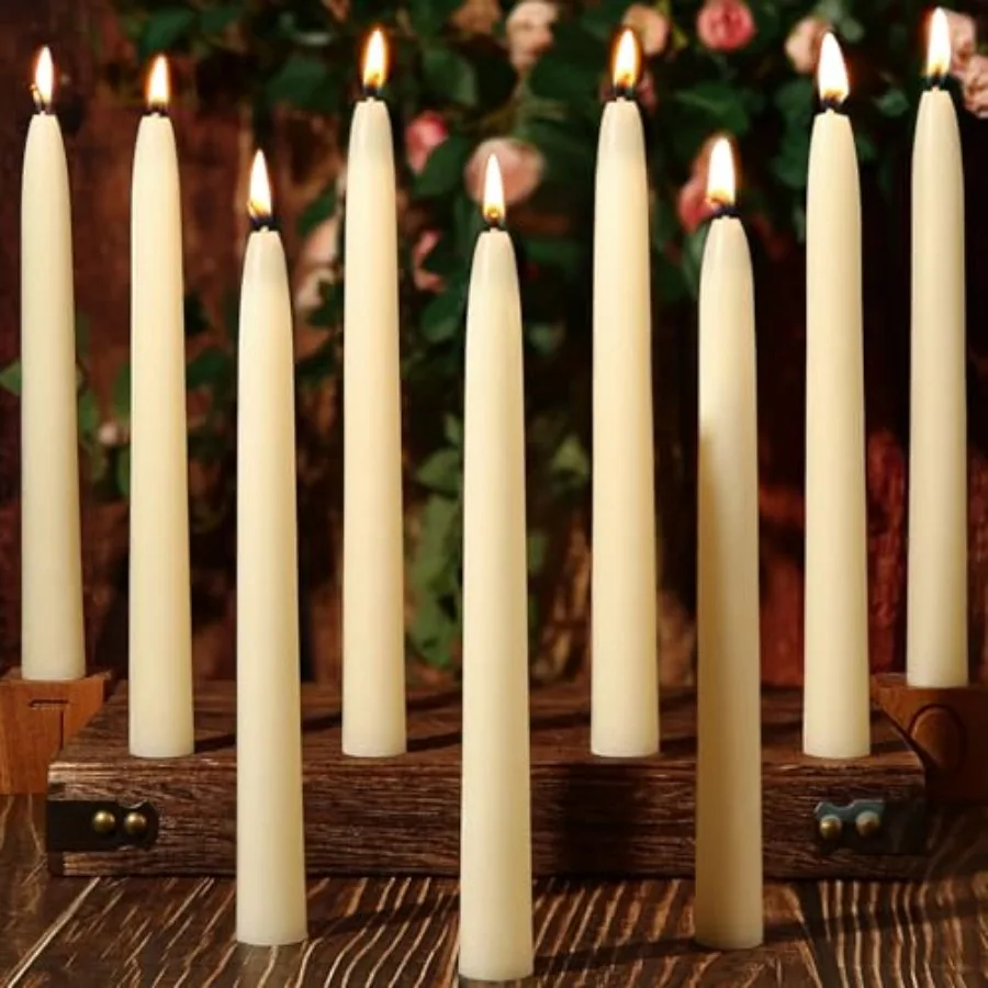 

18 Pack Beeswax Taper Candles, 9 in Pure Beeswax Candle Sticks, 10 Hours Long Burning Natural Bees Wax Candles for Home, Unscen