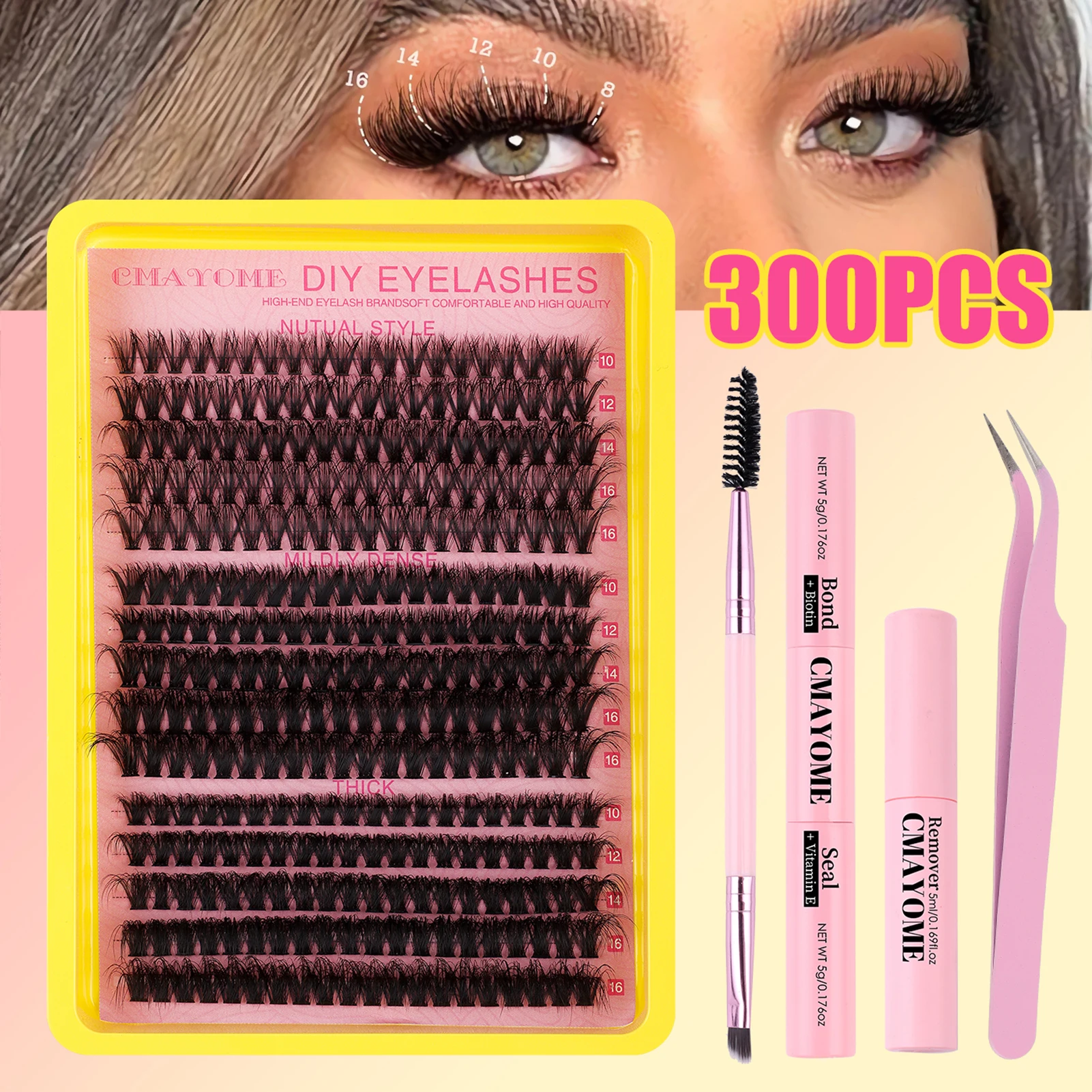 Fluffy Cluster Lashes Set Bindung und Siegel Kleber Applikator Kit Russische dicke D Curl Natürliche Wimpernverlängerung DIY Make-up-Zubehör