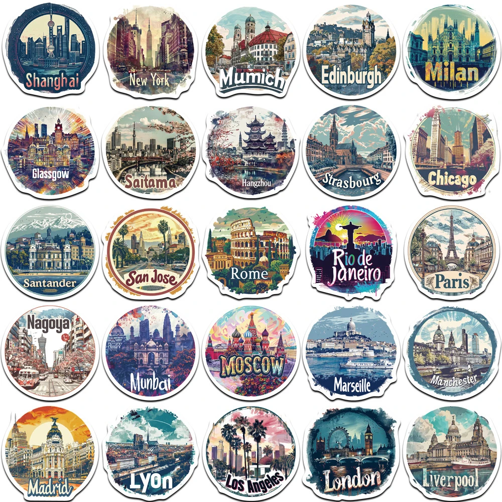 10/30/50PCS City Collage Lee Designsca Graffiti Stickers Aesthetic Decorative Luggage Phone Case Waterproof Decal Toys Gifts