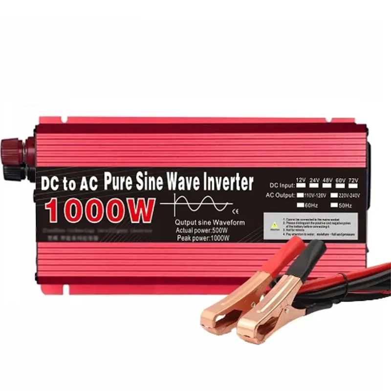 Pure Sine Wave Inverter DC 12V/24V To AC 220V 1000W Portable Power Bank Converter Solar Inverter