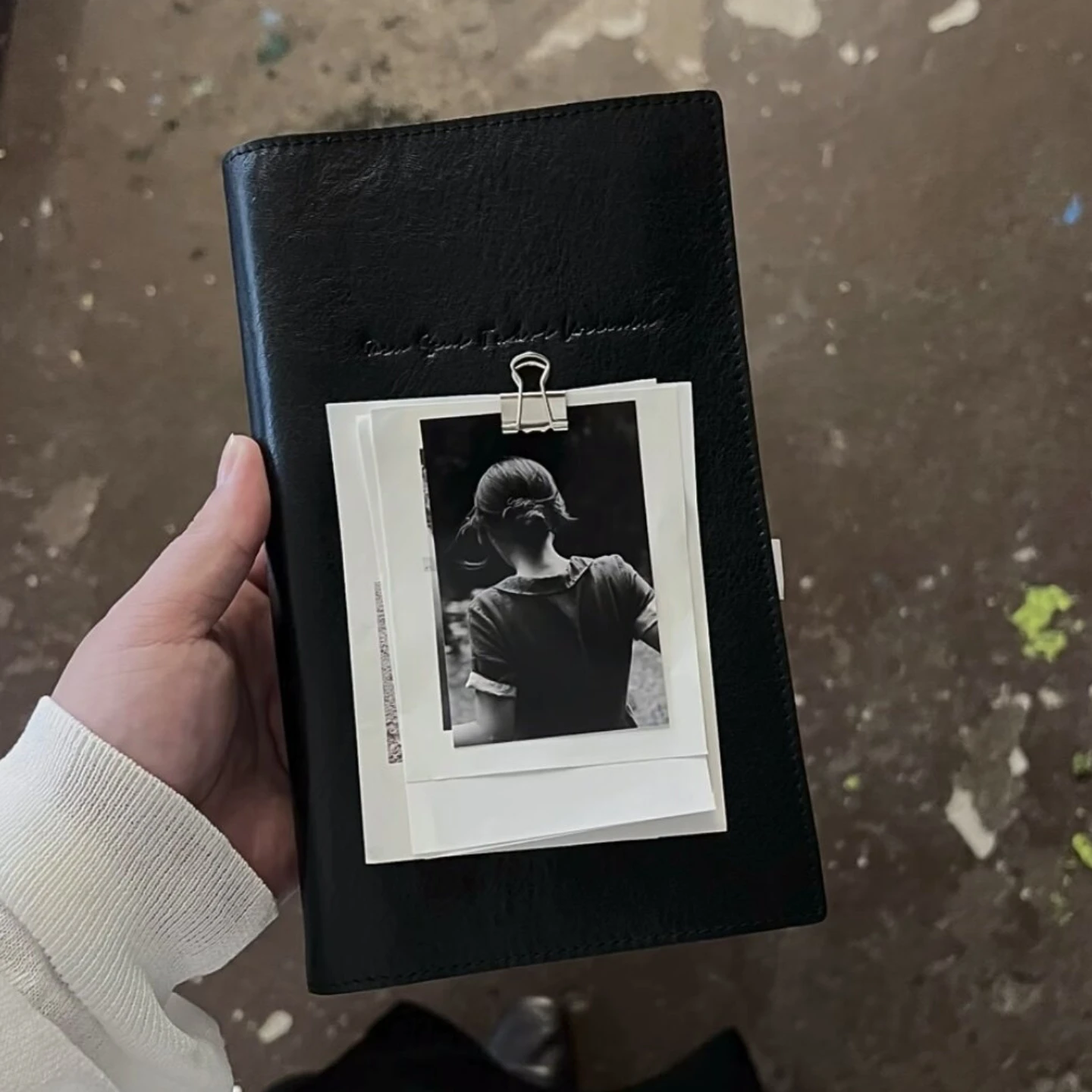 INS A6 Nachfüllbares Schwarzes Leder-Notizbuch Vintage Minimalistischer Studenten-Planer für Tägliche Notizen A6 Schwarzer Leder-Nachfüllbarer Terminplaner