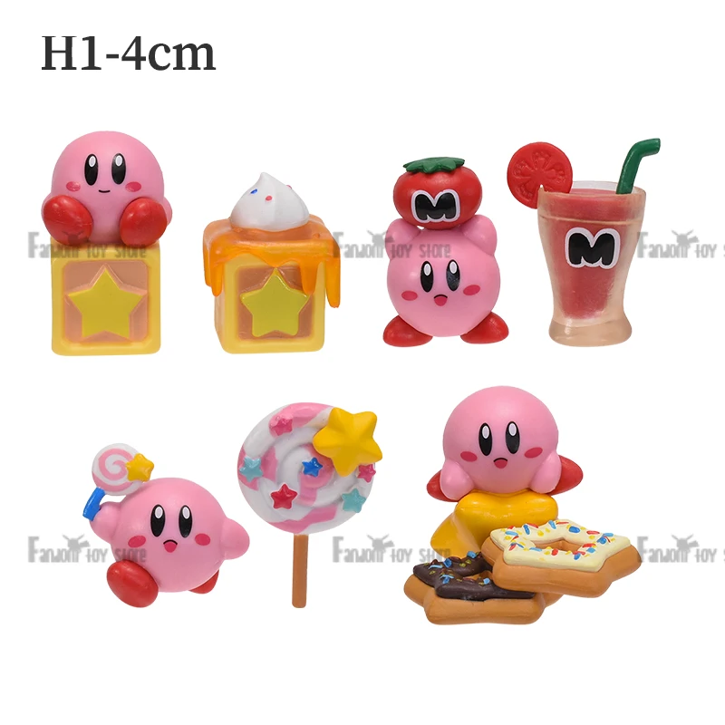 3-8pcs Anime Kirby Figures Pink Kirby Waddle Dee Doo Cute Cartoon Collect Mini Toys Dolls Action Toy Figure Birthday