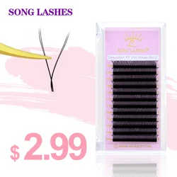 SONG LASHES 12 Rows Y Shaped Premade Volume Fan Lashes 8-15mmMix Hand Woven Black/Brown Eyelashes Makeup Tools