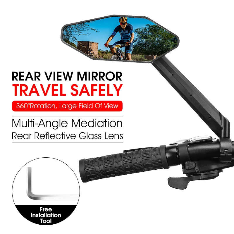 WEST BIKING Wide Angle Bike Handlebar Rearview Mirror Electric Scooter Blind Spot Mirror MTB Ebike Side Mirror Cycle Accessories