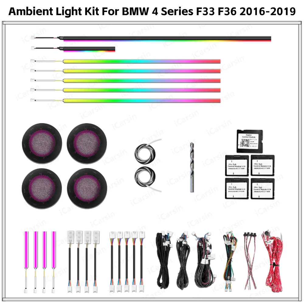 

APP Controlled 256 Color LED Ambient Lighting for BMW 4 Series F33 F36 2016-2019 Car Interior Atmosphere Dashboard Strip Upgrade