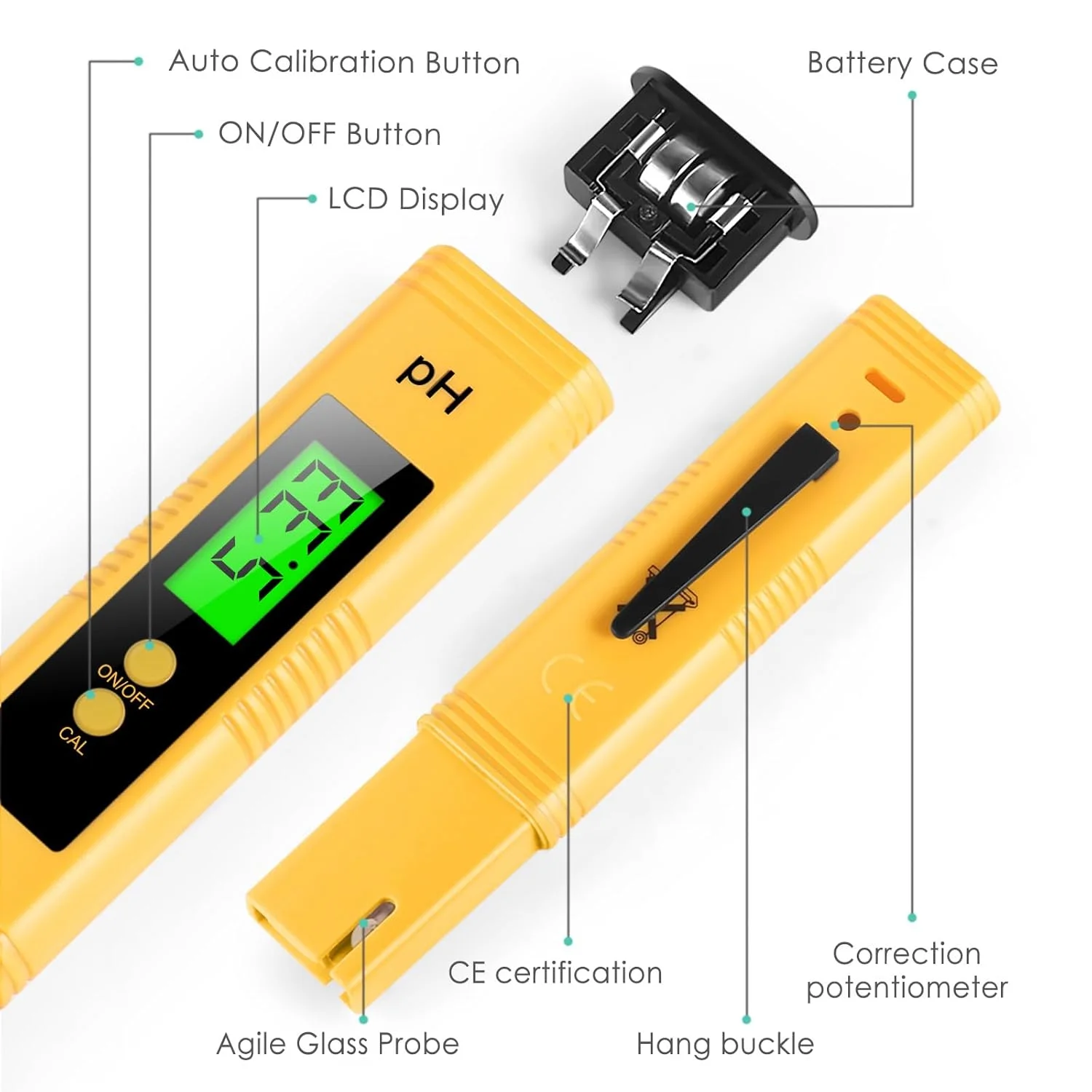 PH-Meter mit 0,01 Hoher Präzision für Wasserqualitätstests mit Messbereich 0-14, Geeignet für Aquarien und Schwimmbäder – Detail 9