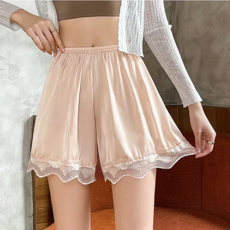 1 pz biancheria intima di pizzo estiva da donna mutandine sottili in raso morbido femminile in pantaloni di sicurezza larghi pantaloncini da casa comfort in seta di ghiaccio da donna
