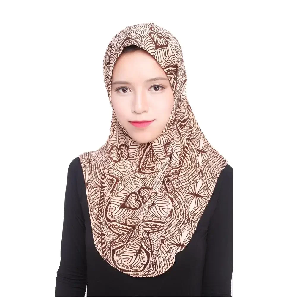 One Piece Amira Hijab Muslim Women Print Head Scarf Wrap Shawl Pull On Ready To Wear Hijabs Islamic Niab Nikab Instant Headscarf