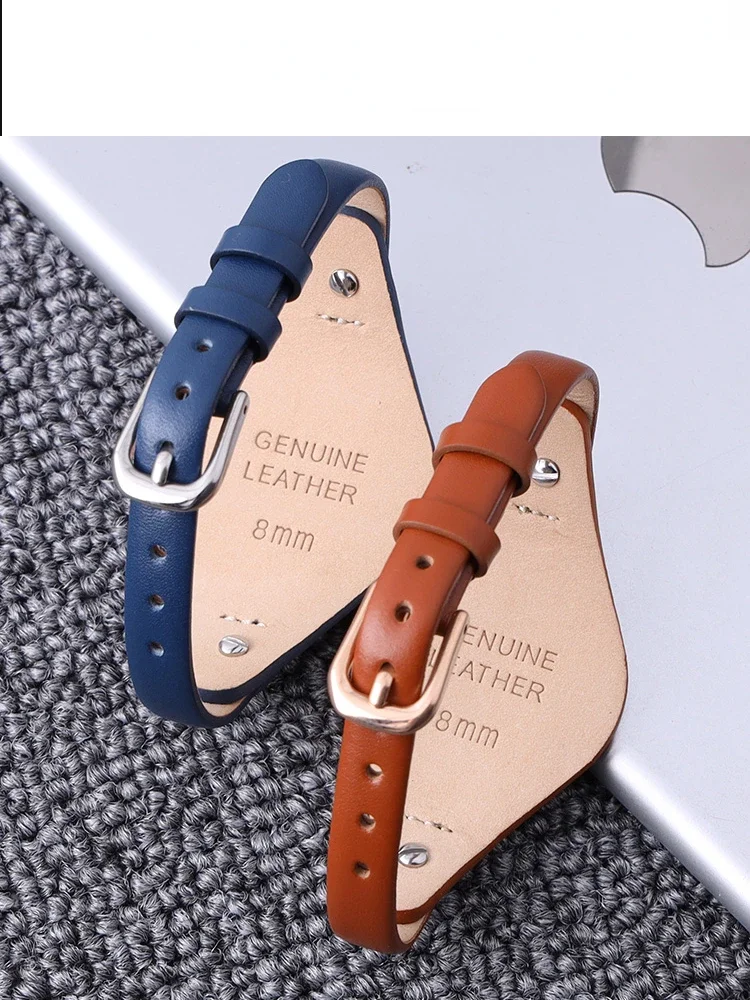 Women\'s Cowhide 8mm Fossil Replacement Watch Strap for Women Es3262 Es3060 Brown Blue Red Genuine Leather with Tool Watchbands