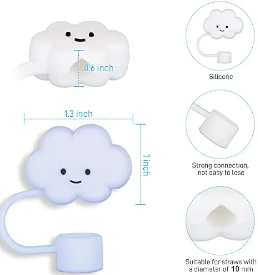 3/4/6 Pack Compatible with Stanley 30&40 Oz Tumbler,10mm Cloud Shape Straw Covers Cowboy Hat Cap, Silicone Hats Straw Covers image 6