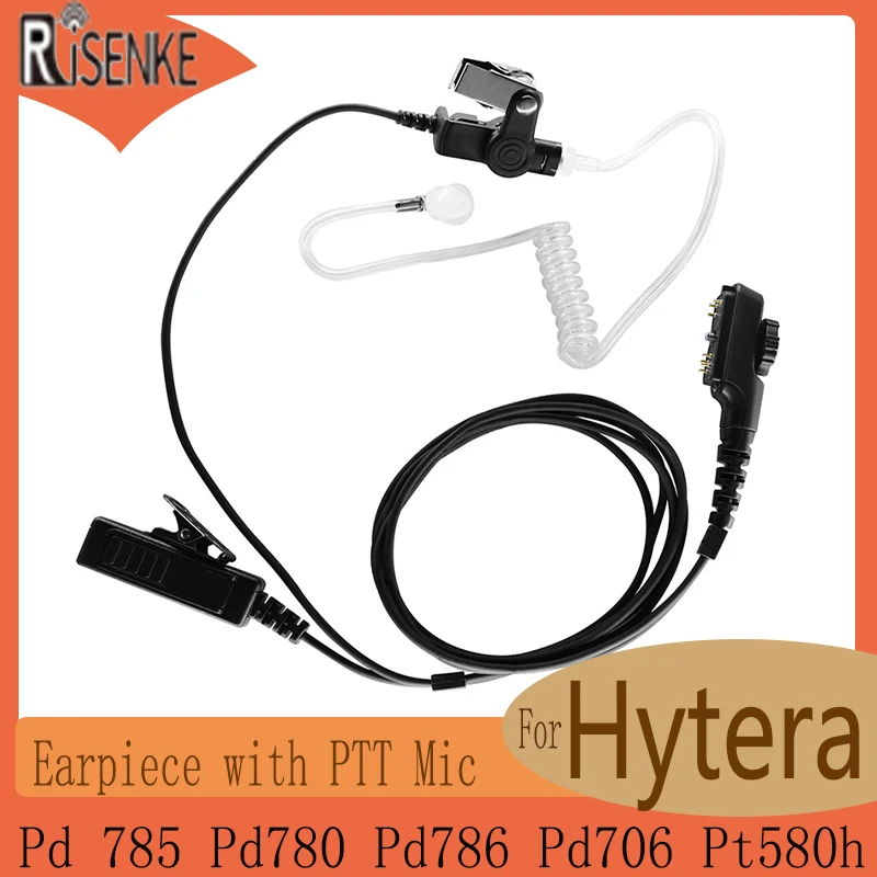 RISENKE Walkie Talkie Earpiece, Headset with PTT and Mic, for Hytera HYT Pd780, Pd786, Pd706, Pt580h Radio