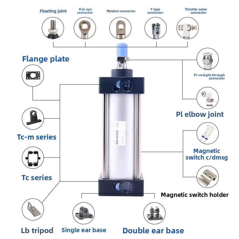 Standard cylinder Small pneumatic high thrust SC32X40X50X63X75X100X125X150X75S