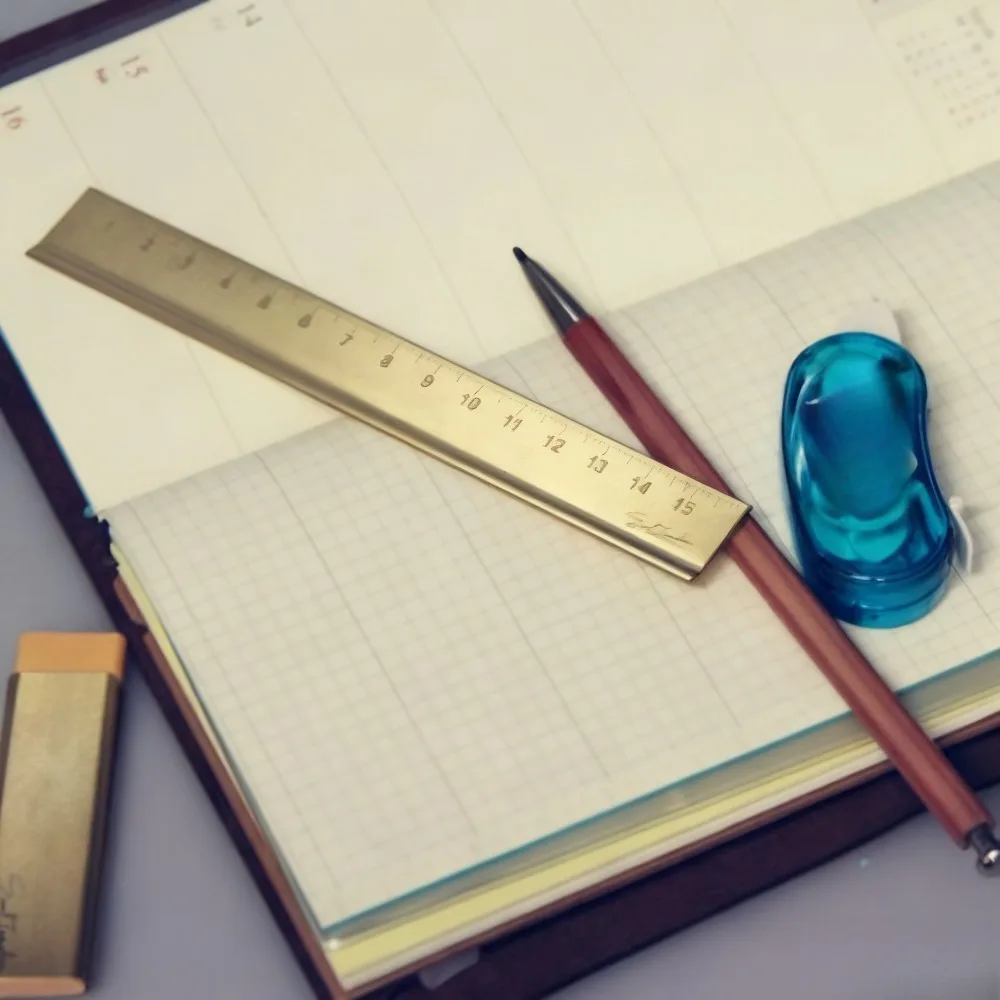 Fromthenon Retro Pure Copper Ruler Handcrafted with Precise Scale Markings Travel Series Notebook Accessory Metal Measuring Tool