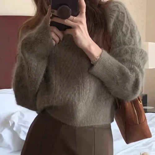 고급스러운 레트로 여성용 달콤한 곰털 가죽 재킷 짧은 스타일 두꺼운 봄/가을/겨울용 원피스 스타일 헤드웨어 