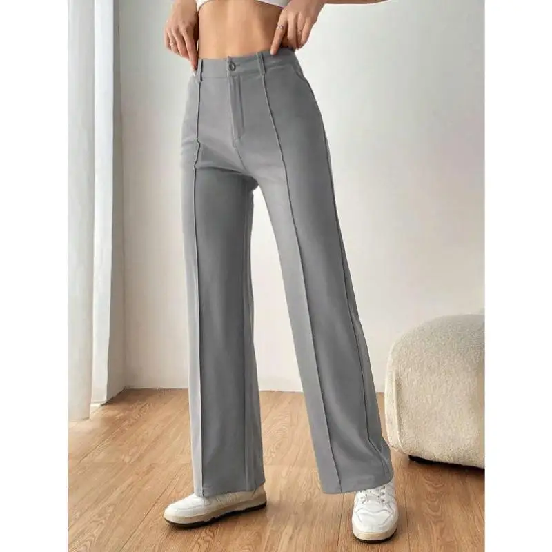 

Женские однотонные прямые брюки, трансграничный комплект повседневной спортивной одежды Seven-Quarter Sve, осенний сезон